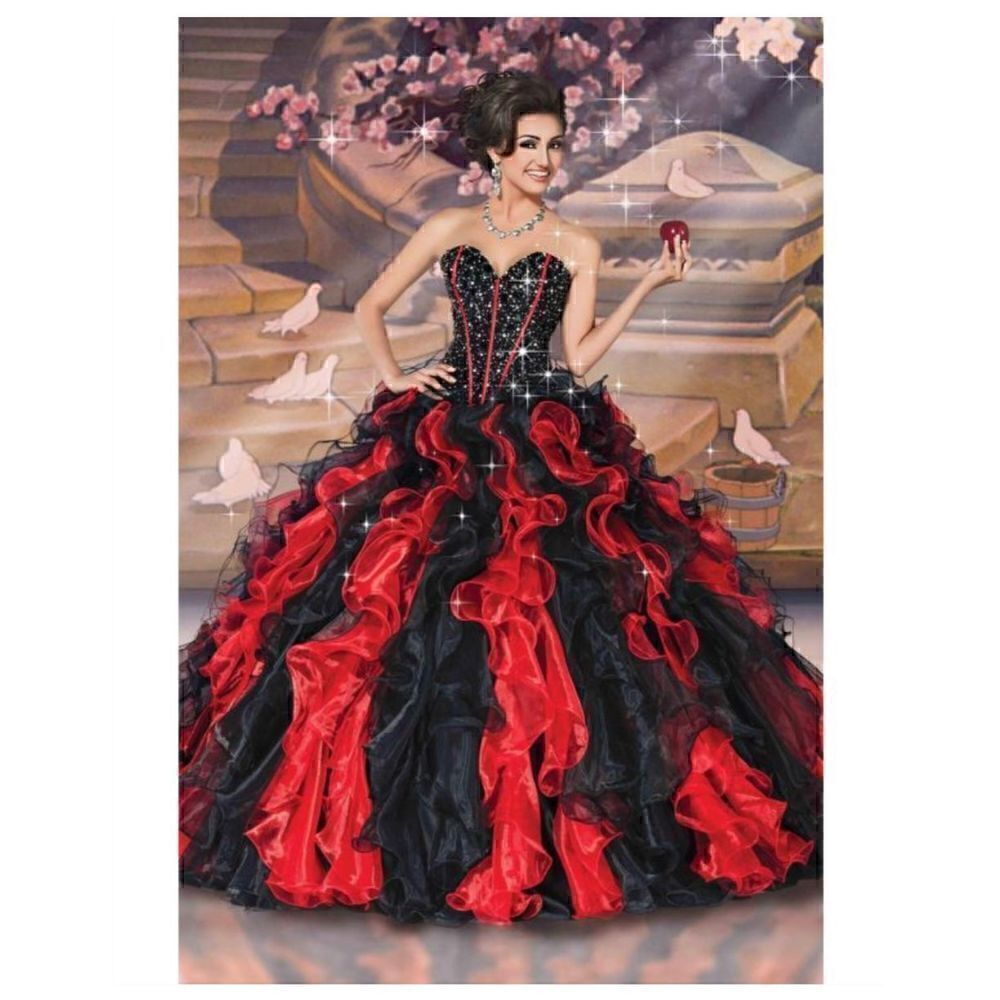 Disney Royal Ball Womens Snow White Quinceanera Red Black Sparkle Full Skirt 12